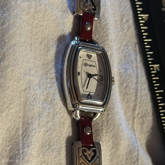 Brighton “Bismark” Dark Red & Silver Watch- Needs Battery- Beautiful Watch w/Tin main image 4
